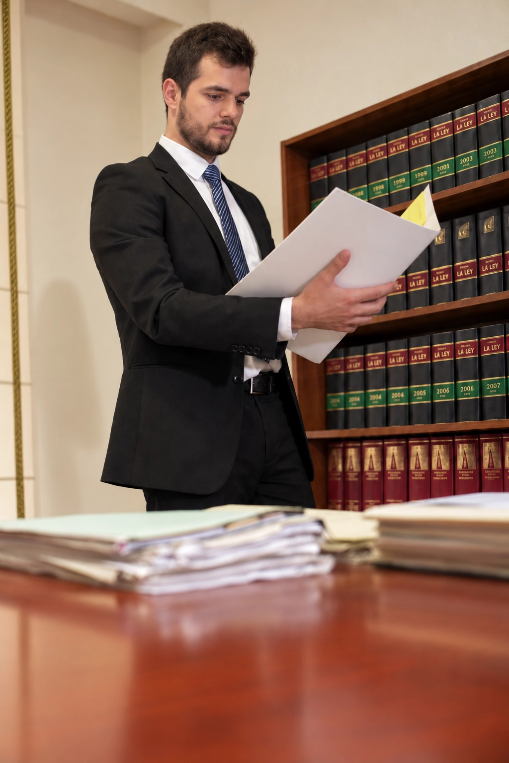 Javier Oliveira Garrido revisando expedientes jurídicos